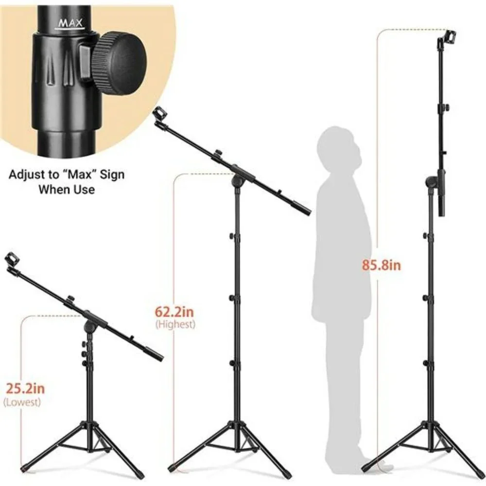 Tripod Microphone Stand Boom Arm Floor Mic Stand with Carrying Bag
